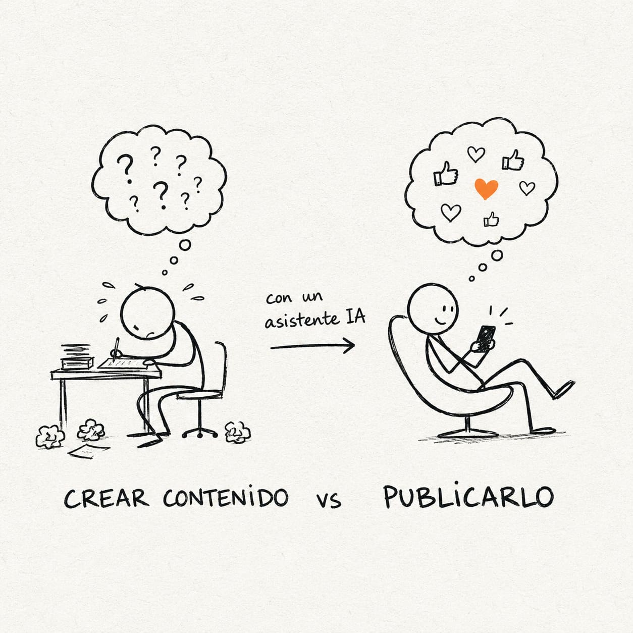 Crear contenido vs publicarlo