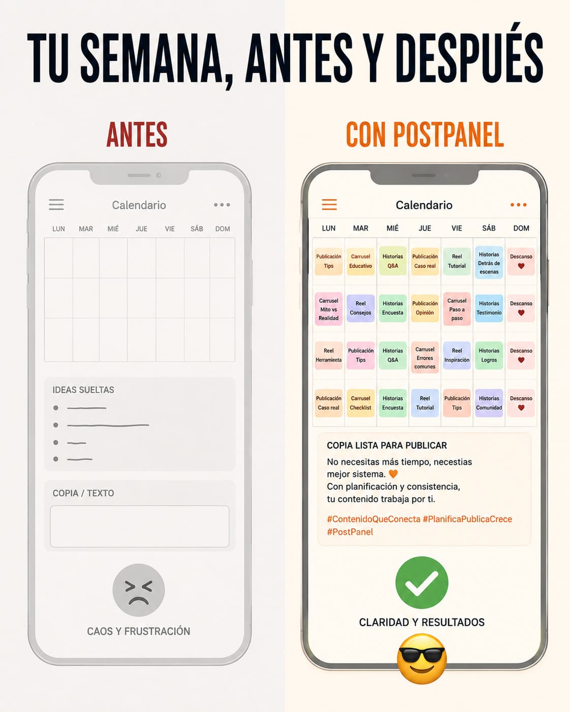 Tu semana, antes y después
